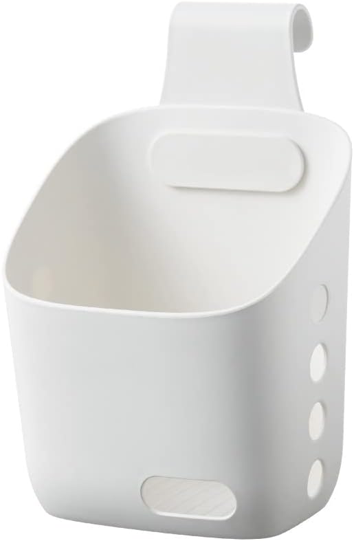 LeleCAT Plastic Hanging Basket Kitchen Storage organizer, Basket with Detachable hook, Hang it behind a door or on a railing, Over the Cabinet Door (White, Small-2 Pack)