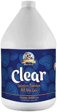 Pet Kiss Clear Odorless Premium Pet Dental Care Solution – Water Additive for Dogs & Cats – Pet Breath Freshener, Tartar & Plaque Remover, No-Brush Pet Oral Care 1 Ounce - Gallon