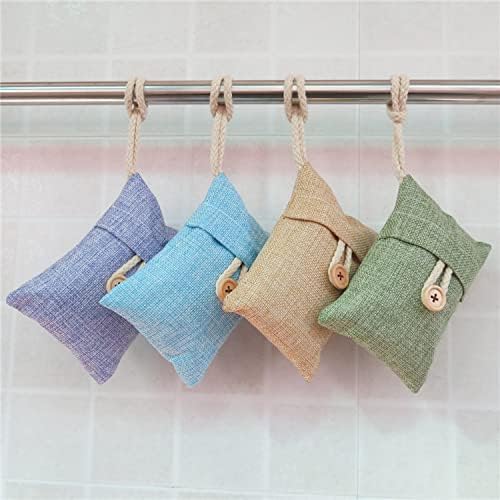 5 X 100g Natural Air Purifying Bamboo Bag,Bamboo Charcoal Bag, Odor Eliminator Decoration Bag for Bathroom Kitchen Cars Closet Refrigerator (Color Selected Randomly)