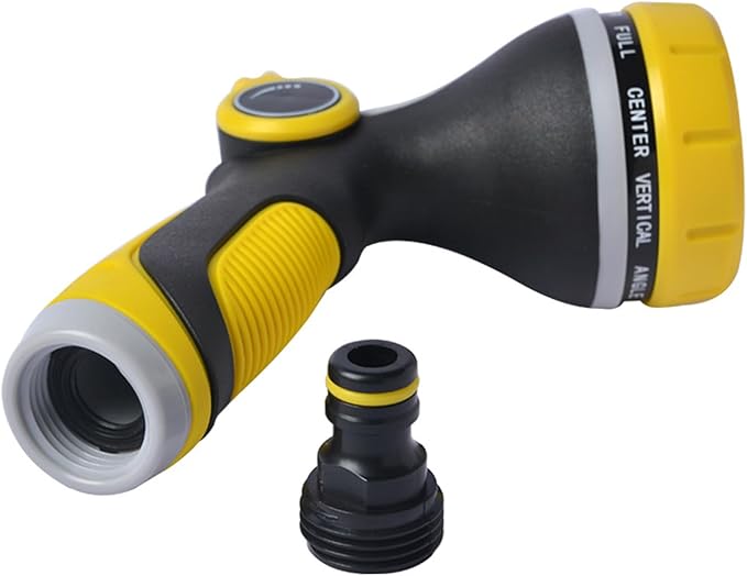 Hose Nozzle, Garden Hose Nozzle with 10 Spray Patterns, Thumb Control On Off Valve, High Pressure Nozzle Sprayer for Plants, Car Wash, Cleaning, Pet Showering (Yellow)