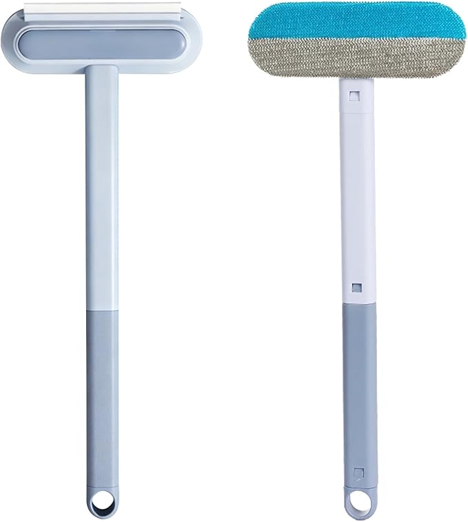 24'' Multifunctional Pet Hair Remover & Window Screen Cleaner, 4-in-1 Reusable Lint Brush with Extra Long Handle & Storage Hook, Gentle on Couch, Carpets, Bedding, Car Seats, Laundry for Cat Dog Hair