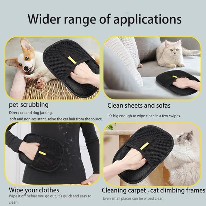 2 Pcs Reusable Pet Hair Remover Gloves, 2025 Cat Dog Grooming Gloves Pet Remover Electrostatic, Hands on for Dogs Cats & Horses with Long and Short