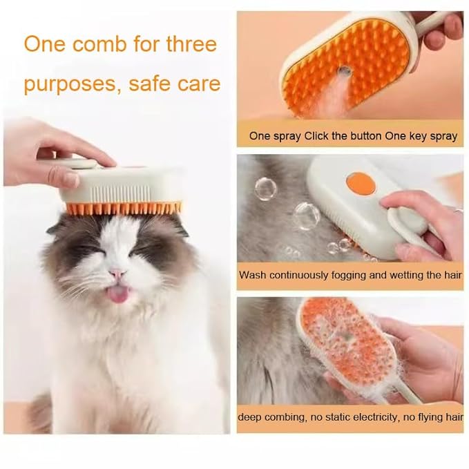 4 in 1 Cat Steam Brush 2025 New Cat and Dog Anti-Static steam Brush for Massaging,cleaning,Shedding,Grooming,Rechargeable Pet Grooming Brushes (brush white1)