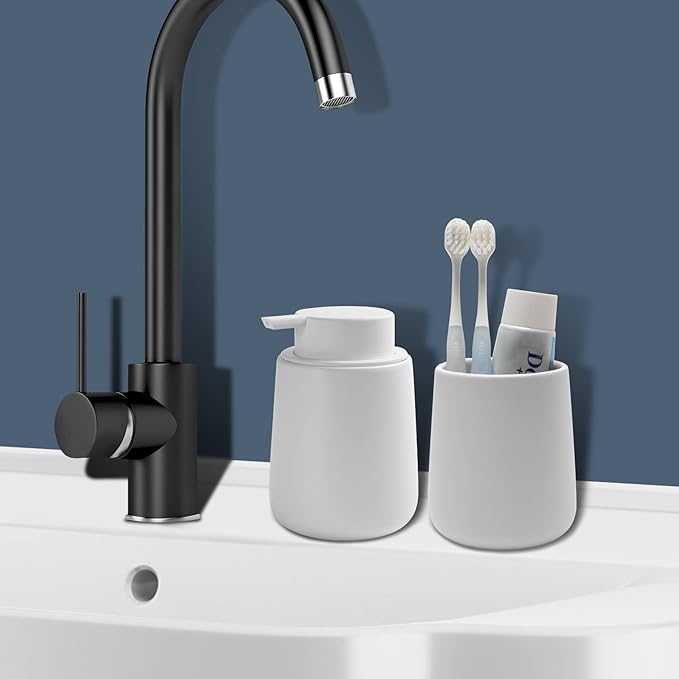 Soap Foaming Dispenser Ceramic with Easy-to-Press Pump Hand Foam Dispenser for Shampoo Bathroom Kitchen 12 oz 2pcs