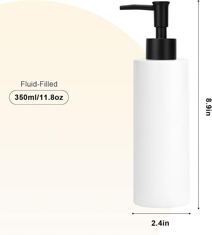 Ceramic Soap Dispenser 11.8oz Liquid Ceramic Soap Pump Dispenser for Bathroom, Refillable Dish Soap Dispenser for Kitchen