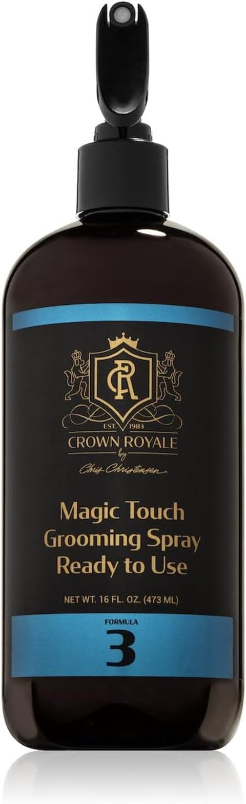 Crown Royale Magic Touch Formula 3 Pet Grooming Spray Ready-to-Use, No Heavy Build-Up, Finishing Spray, Prevents Coat Matting, Formulated with Conditioners, Made in USA, 16 oz