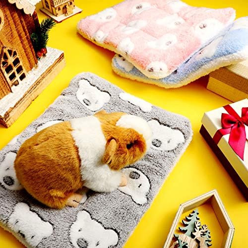 Jetec 3 Pcs Bunny Guinea Pig Beds Soft Bunny Mats Warm Guinea Pig Mat Small Animal Winter Bed Pads Fleece Sleeping Pads for Indoor Rabbit Hamster Squirrel Hedgehog Chinchilla Ferret(Bear)