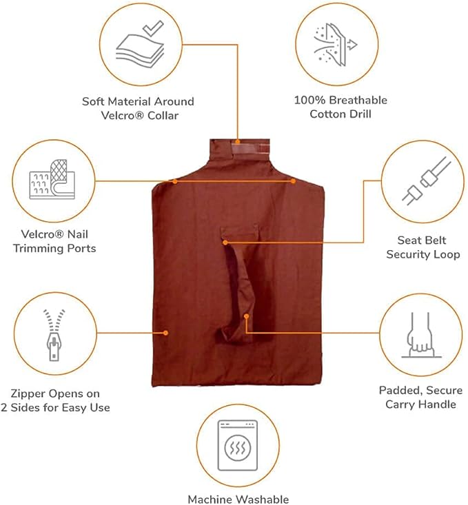 Cat-in-the-Bag Cozy Comfort Carrier - Small Caramel Cat Carrier Soft and Pet Carrier for Medication Administration, Nail Clipping, Travel, Vet Visits, and Dental Care