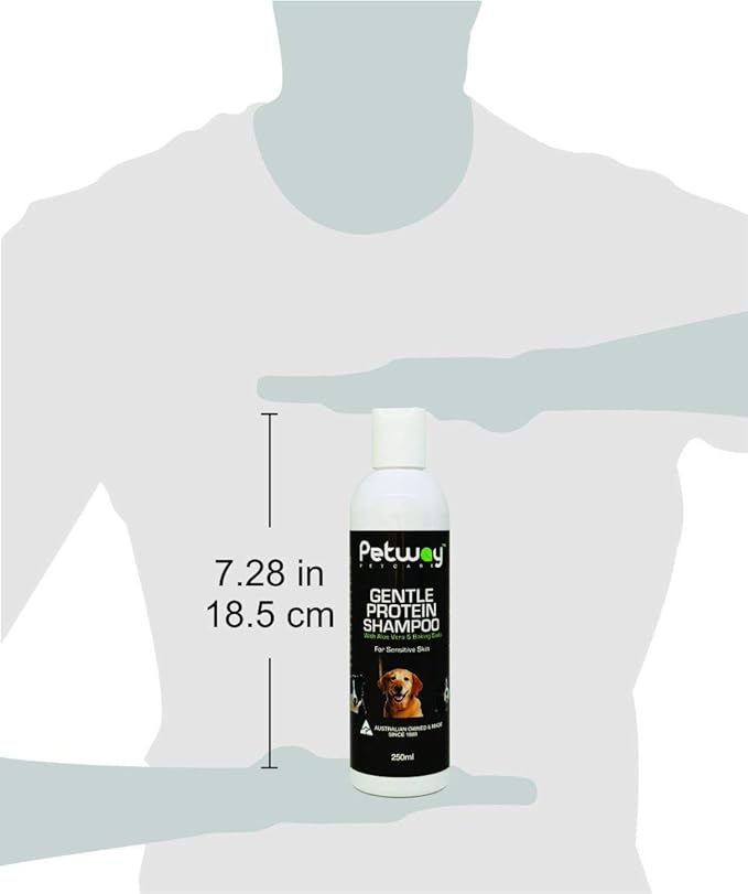 Petway Petcare Dog Shampoo for Pets with Sensitive Skin, Gentle Protein Pet Shampoo with Baking Soda and Aloe Vera, Gluten Free, Eliminates Pet Odor, Dandruff, 250ml