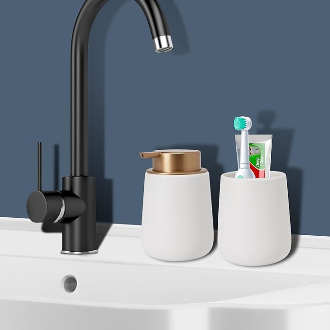 Soap Foaming Dispenser Ceramic with Easy-to-Press Pump Hand Foam Dispenser for Shampoo Bathroom Kitchen 12 oz 2pcs