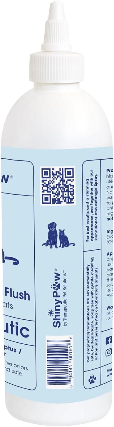 Dog Ear Cleaner Solution for Dogs & Cats 16 oz by Shiny Paw | Wintergreen, Camphor & Aloe – Gentle Ear Flush for Pets Health | Dog Ear Wash | Made in The USA