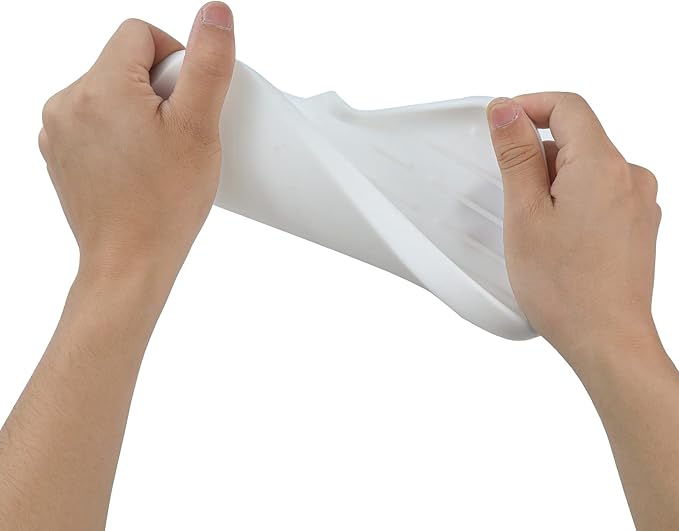 Silicone Bathroom Soap Dishes with Drain Spout-Bathroom and Kitchen Sink Organizer,Sponge Holder,Dish Soap Tray,Perfect for Dispenser,Scrubber,Bottle,Cup on Sink or Counter-White 9.6"×5.3"