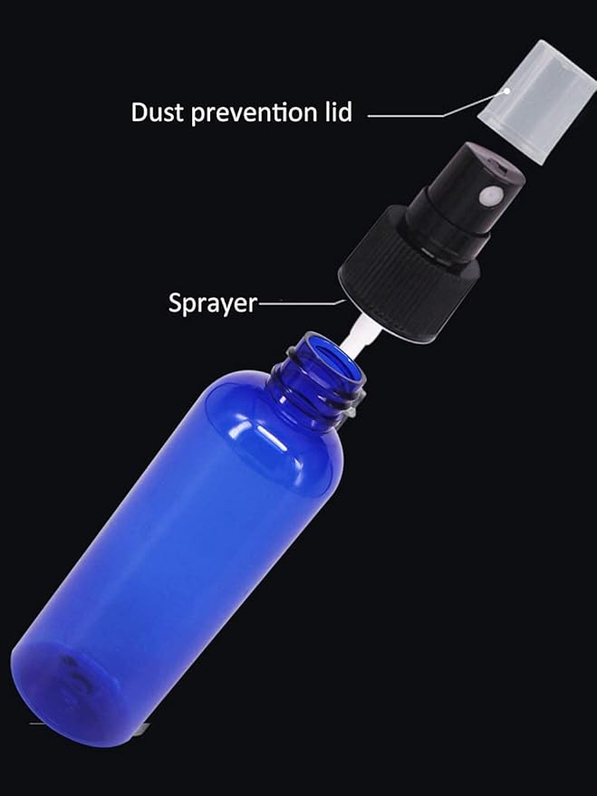 12 Pack 3.3 oz Blue Plastic Spray Bottles For Essential Oils, Perfumes, Cosmetics, Alcohol, Fine Mist Spray Bottle, Cosmetic Spray Bottle, Refillable Liquid Conainters