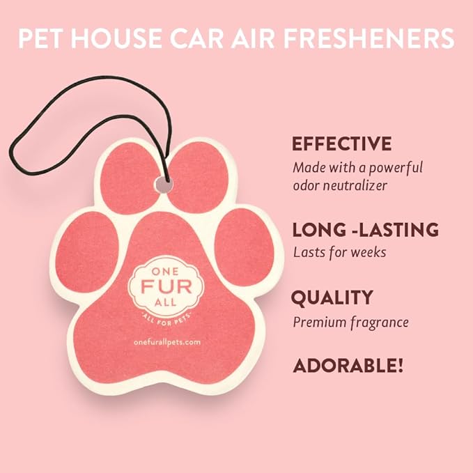 One Fur All Pet House Car Air Freshener - Vanilla Creme Brulee Pack of 4 - Non-toxic, Pet-Friendly for Small Spaces - Hanging Odor Eliminator
