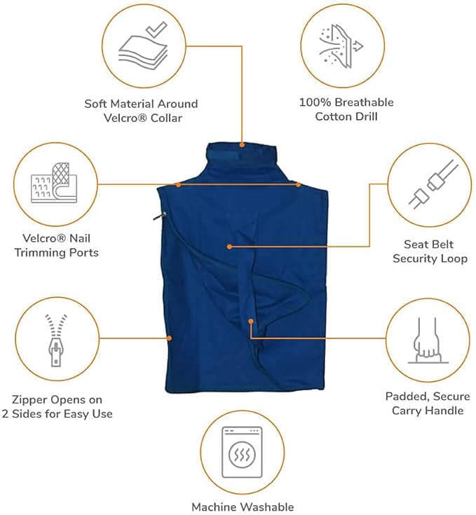 Cat-in-the-Bag Cozy Comfort Carrier - Small Cobalt Blue Cat Carrier Soft for Grooming, Vet Visits, Medication Administration, Dental Care, Nail Trimming, and Car Travel