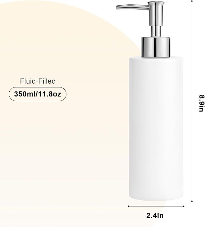 Ceramic Soap Dispenser 11.8oz Liquid Ceramic Soap Pump Dispenser for Bathroom, Refillable Dish Soap Dispenser for Kitchen