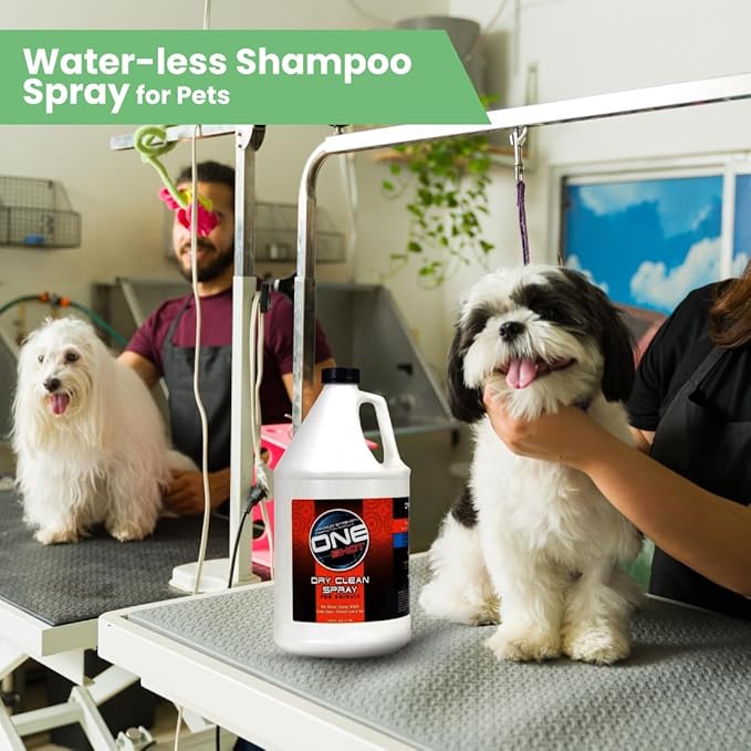 Best Shot ONE Shot Dry Clean Spray, Waterless Pet Grooming Spray for Pets, Alcohol-Free Formula, Safe for Any Dog, Cat, and Horse, 1 Gallon