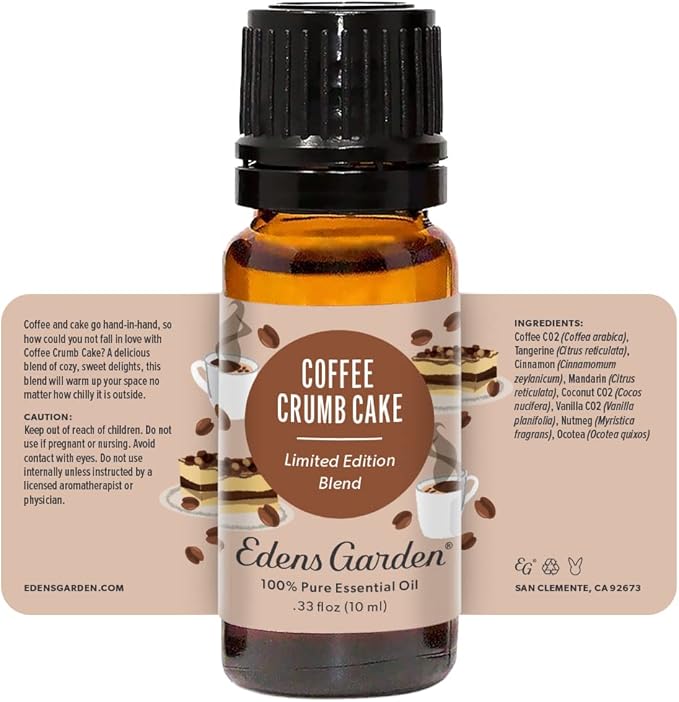 Edens Garden Coffee Crumb Cake Essential Oil Blend- 100% Pure Premium Grade, Undiluted, Natural, Therapeutic, Aromatherapy, The Best for Diffusing, Candle, Laundry, Humidifiers 10 ml (.33 fl oz)