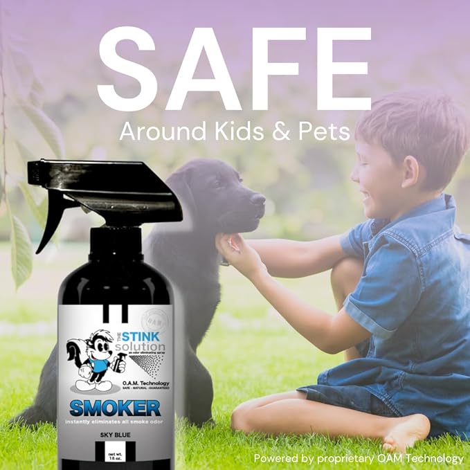 The Stink Solution Smoke Odor Eliminator Spray - Completely Remove Smoke Smell From House, Car, Clothes, Hair, & More - Best Odor Eliminator For Smoke - Bamboo Teak, Sky Blue, & Unscented 4 oz Bottles