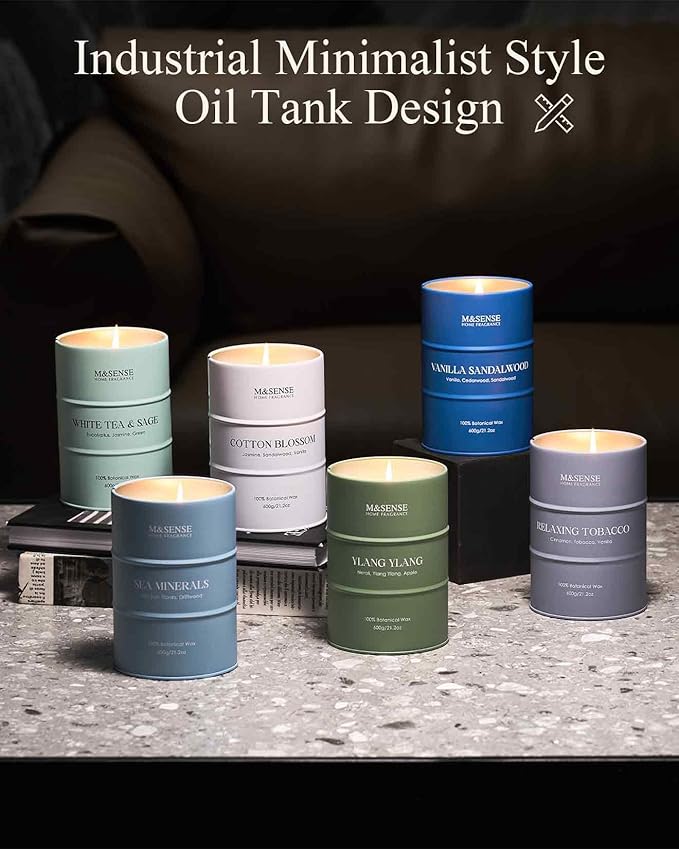 M&SENSE Cotton Blossom Scented Candles Large, Natural Soy Candles 21.2oz 120 Hour Slow Burning,Aromatherapy Candle for Stress Relief Meditation Relaxing