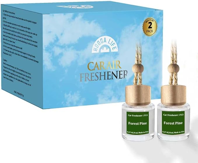HoogaLife Car Air Freshener Diffuser 2 Pack Hanging Air Freshener Diffuser - Coconut Fragrance Oil Air D iffuser for Car, 45+ Days Long Lasting Fragrance Made in USA (F13)