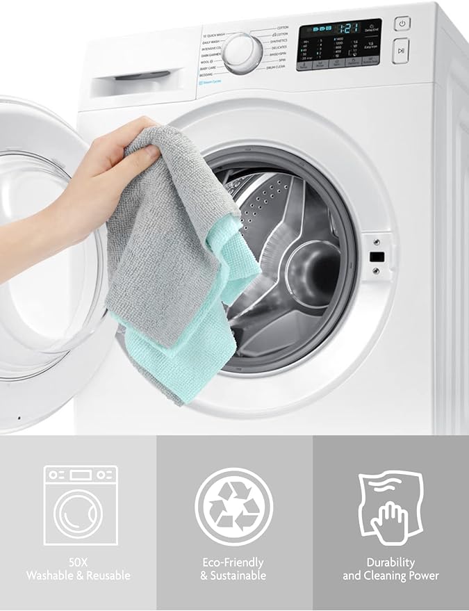 Fantasticlean Microfiber Cleaning Cloth Roll -40 Pack, Tear Away Microfiber Towels, 12" x 12", Reusable, Washable, Scratch Free, Ultra Absorbent Dishcloth for Car, Home Supplies, Pet, Kitchen (Blue)