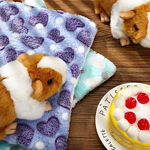 Jetec 3 Pcs Bunny Guinea Pig Beds Soft Bunny Mats Warm Guinea Pig Mat Small Animal Winter Bed Pads Fleece Sleeping Pads for Indoor Rabbit Hamster Squirrel Hedgehog Chinchilla Ferret(Heart)