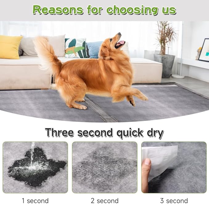 36"x36" Activated Charcoal Pee Pads for Dogs , 200 Count, Extra Large, Super Absorbent, Leakproof and Odor Resistant, Disposable Puppy Pads, Pet Training Pads, Potty Pads