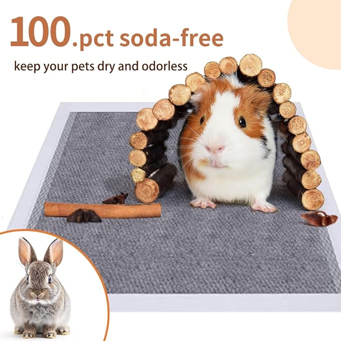 Guinea Pig Bedding,Disposable Guinea Pig Cage Liner,Odor Controlling Charcoal Pee Pads for Rabbit Bedding, Guinea Pigs,Rabbit,Chinchillas,Cats,Dogs and Small Animals(18"x13" ,50 Count)