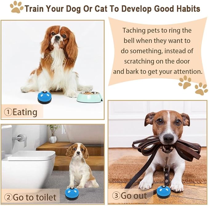 2 Pack Dog Bells, Puppy Potty Training Bell Dog Doorbell Potty Train Dog Bell for Potty Training Door Bells for Dogs to Ring to Go Outside Jingle Bells for Door Knob (Light Blue)