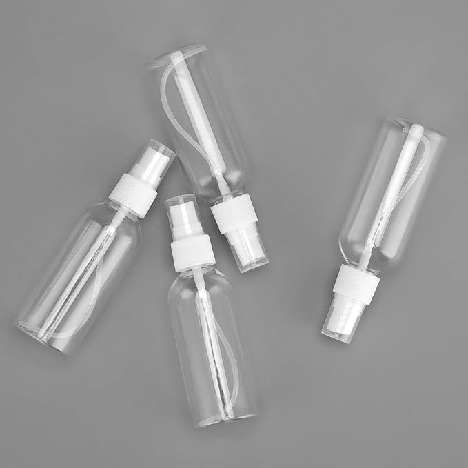 SEUNMUK 40 Pack 2.7oz/80ml Spray Bottles with Pump Spray Cap, Clear Fine Mist Empty Plastic Spray Bottles, Travel Size Refillable Bottles for Toner, Essence, Hair Spray