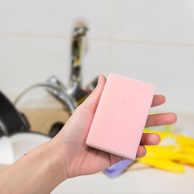 100 Pcs Heavy Duty Cleaning Scrub Sponge Bulk Kitchen Abrasive Scrubber Sponge for One Washing Dish One Scouring Absorbent Scrubbing Assorted Colors