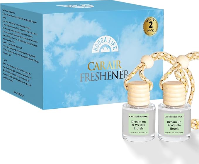 HoogaLife Car Air Freshener Hanging 2 Pack - Hotel Collection Diffuser Oil Inspired by Droam 0n & Westln Hotels - NO.1007 Fragrance Oil Air Diffuser for Ca r, Car Fresheners for Women (083)