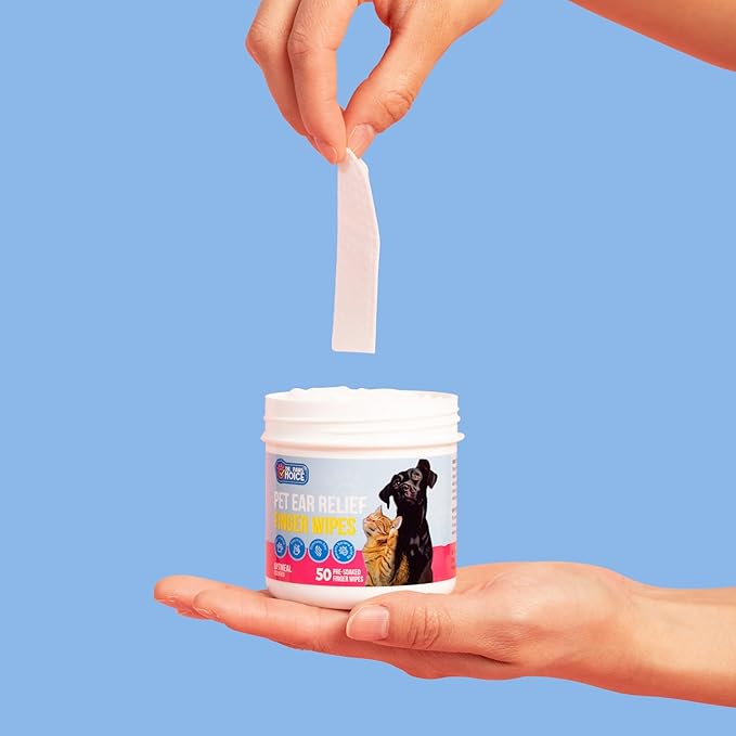 Dr. Paws Dog Ear Cleaner Finger Wipes - Ear Finger Wipe for Dog Ear Infection Treatment, Easy to Use Cat Ear Cleaner, Eliminates Odor, Dog Ear Cleaning Solution, Dog Ear Wipes (Oatmeal)