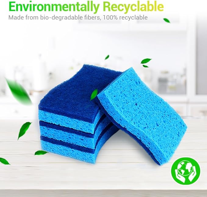 AIDEA Sponges Kitchen, Non Scratch Scrub Sponge, 12Count, Sponges for Non Stick Cookware, Cleaning Sponge for Dishes, Cleans Fast Without Scratching, Cleaning Power for Kitchen, Bathroom, Household