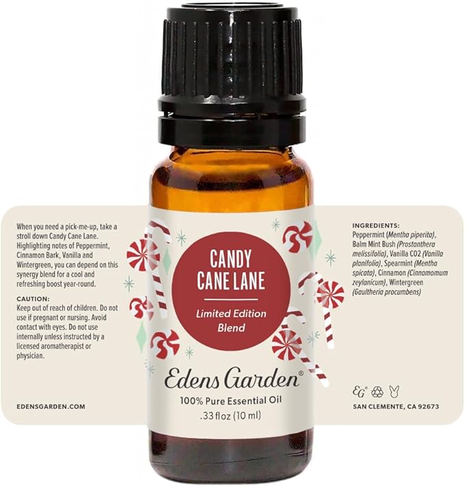 Edens Garden Candy Cane Lane Essential Oil Blend- 100% Pure Premium Grade, Undiluted, Natural, Therapeutic, Aromatherapy, The Best for Diffusing, Candle, Laundry, Humidifiers 10 ml (.33 fl oz)