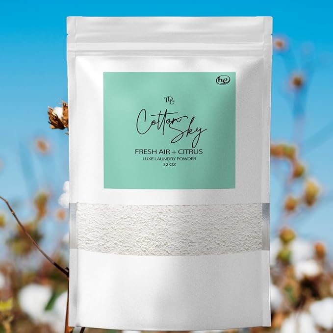 Home 'COTTON SKY',Luxury Powdered l Laundry Detergent - Fresh Air, Apple, & Kiwi| HE & Standard Machine Washing |Nontoxic | Stain/Odor Removal Concentrated, Natura (32 oz / 64 Loads)