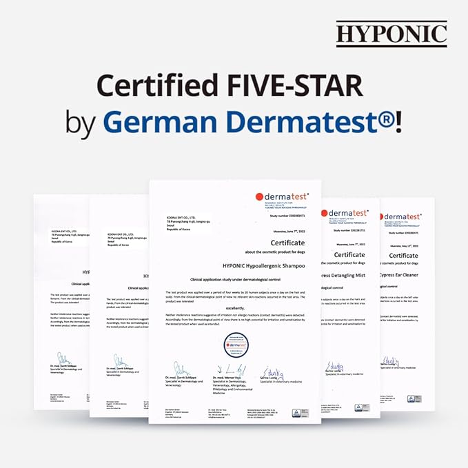 HYPONIC Hypoallergenic Premium Dog Shampoo - Deodorizing, Sensitive Skin, Detangling (All Breeds_unscented (10.1 oz))