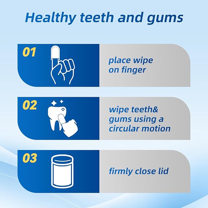 Dog Dental Wipes for Teeth Cleaning - Dog Tooth Wipes & Finger Toothbrush for Dogs, Waterless Formula Helps Fight Plaque and Tartar, Freshens Breath, Easy No-Rinse Oral Care 60 Count