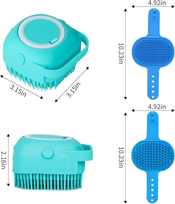 Comotech 6PCS Dog Bath Brush & Dog Toothbrush | Adjustable Handle Shampoo Brush & Scrubber for Short & Long Haired Dogs & Cats | Effectively Solve Odor & Stain Removal Problems (Blue Blue Blue.)