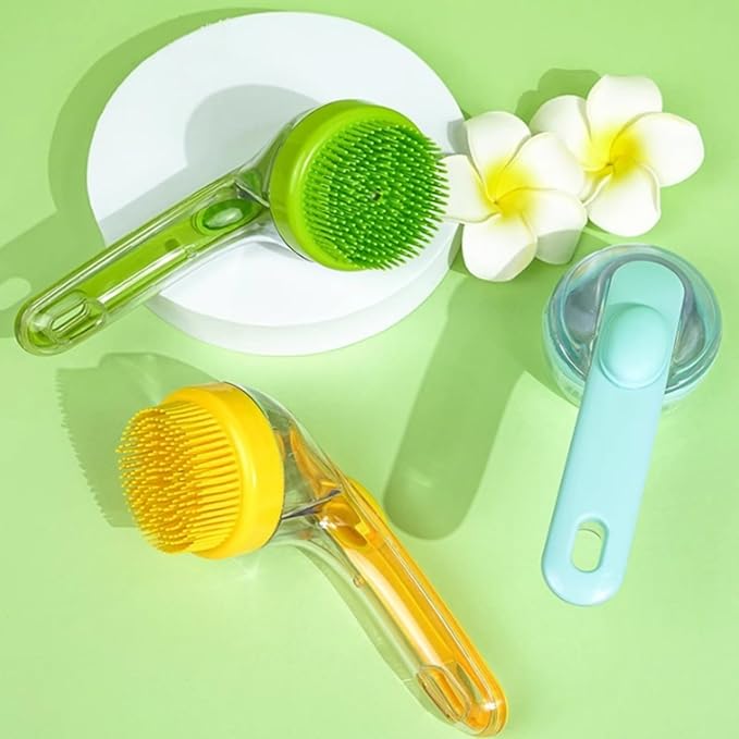 Bath Brush for Dogs with Soap Dispenser, Pet Bath Brush, 2025 New Dog Scrubber forBath, 2 in 1 Dog BathBrush with Built-In Shampoo Dispenser, Pet Wash Brush for Grooming (Blue)