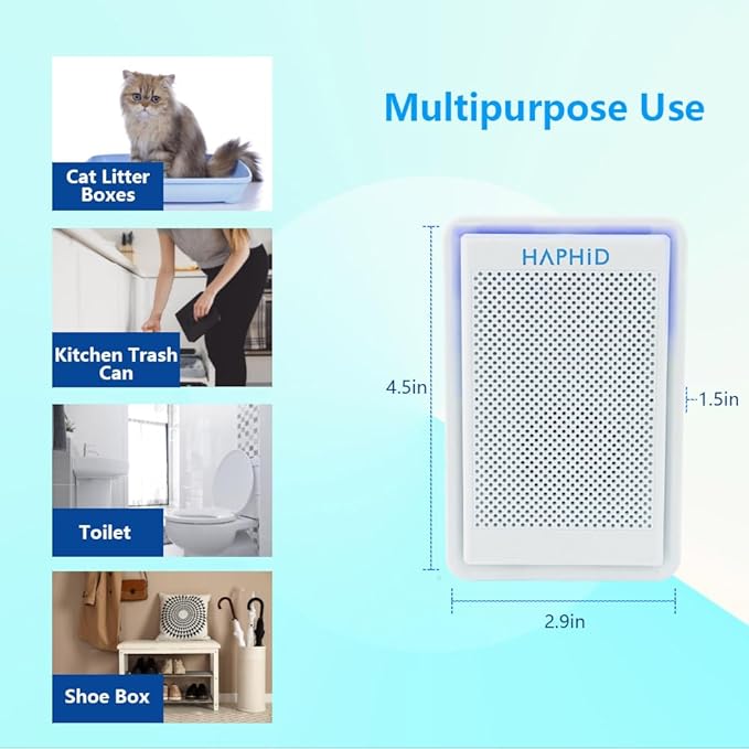 Cat Litter Deodorizer 99%, Pet Odor Eliminator for Strong Odor with Catalyst Filter, Air Purifier Plug In Air Freshener for Home & Pets Litter Box Room Wardrobe Toilet Shoe Cabinet (White)