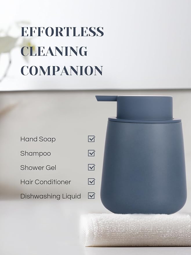 INGOFIN Ceramic Foaming Soap Dispenser - 12 oz Foam Hand Soap Dispenser Bathroom, Ceramic Dish Soap Modern Dispenser with Pump for Kitchen, Matte Blue