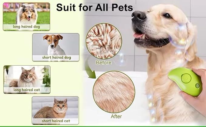 Steamy Cat Brush, Steamy Brush for Massage, Pet Hair Removal Comb for Cat and Dog (Banana)