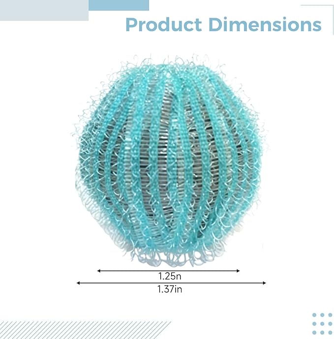 1.37 in (3.5 Cm) Blue Mesh, Clothes Pet Hair Removal Tool, 12 Pcs Laundry Hair Remover Balls, Washing Machine Catcher, Effective Design