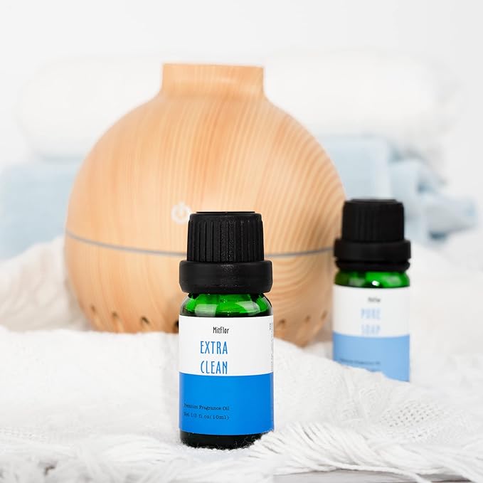 Fragrance Oil Set, MitFlor Clean Essential Oils for Diffusers for Home, 6 x10 ml, Fragrance Oil for Candle Soap Making, Aromatheraphy Oils Gift Set, Fresh Linen, Pure Soap and More Scents