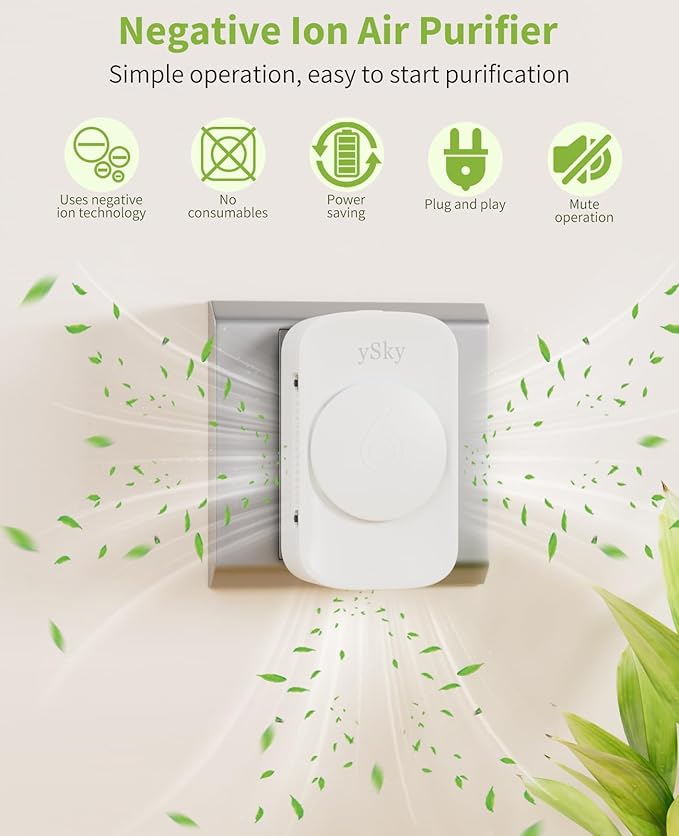 ySky Plug In Air Purifier Ionizers for Home (6 packs), Negative Ion Air purifiers,Quiet Operation Ionizers Air Freshener for home,Bathroom,Bedroom,Portable Air Purifiers for Odor,Mini Air ionizers