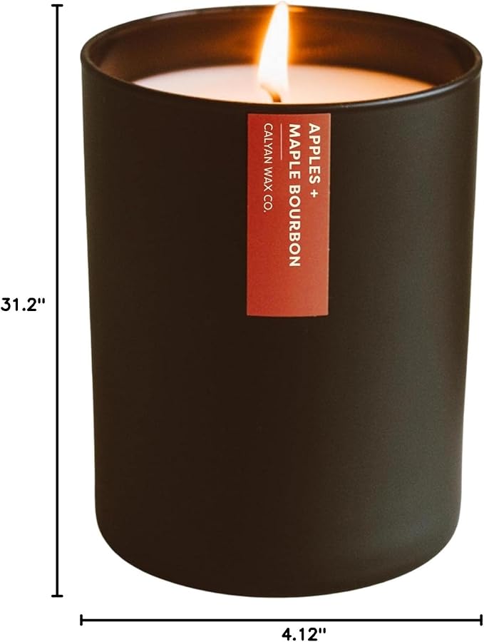 Calyan Wax Co. Soy Wax Candle, Apples + Maple Bourbon Scented Candle, 75 Hour Burn Time, Aromatherapy Soy Candles, Non Toxic & Vegan Soy Wax, Black Tumbler Scented Candles, 13oz