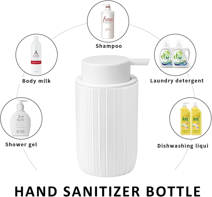 Soap Liquid Dispenser Ceramic with Easy-to-Press Pump Hand Liquid Dispenser (Can't Foam) for Shampoo Bathroom Countertop 13.5 oz