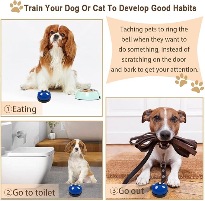 2 Pack Dog Door Bells, Dog Doorbell to go Outside Puppy Train Bell for Dogs to Ring to go Potty, Puppy Toilet Training Bell Jingle Bells for Door Knob (Dark Blue)